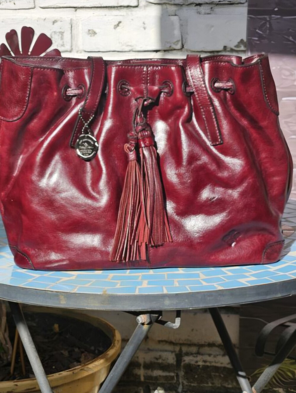 Like New. Patricia Nash Witney Burgundy Leather Tassel Tote Bag